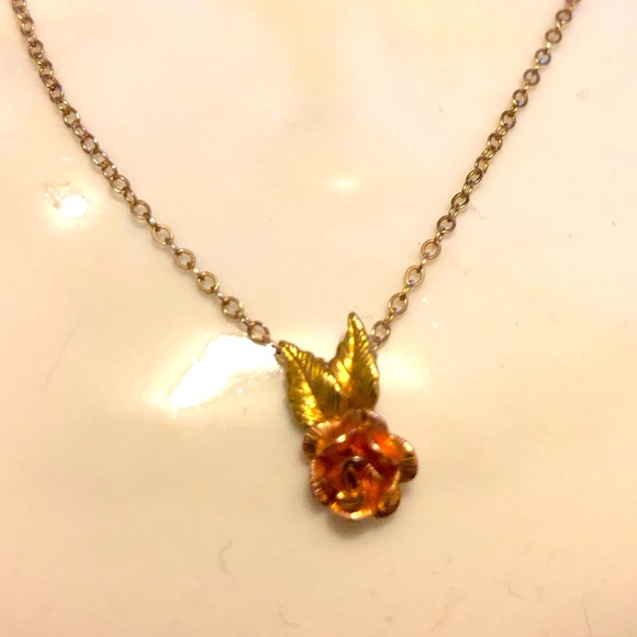 Krementz Jewelry - Rose Gold rose pendant and chain 14k gold filled.